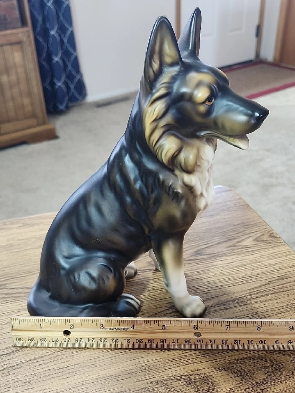 Beautiful, Large ceramic statue German Shepherd Dog Figurine Black & Tan puppy